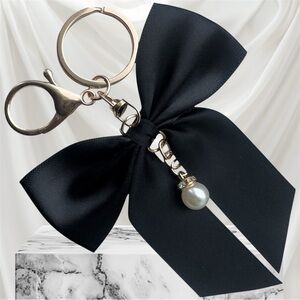$8 Add-On 🆕Chic Black Satin Bow Charm Keychain